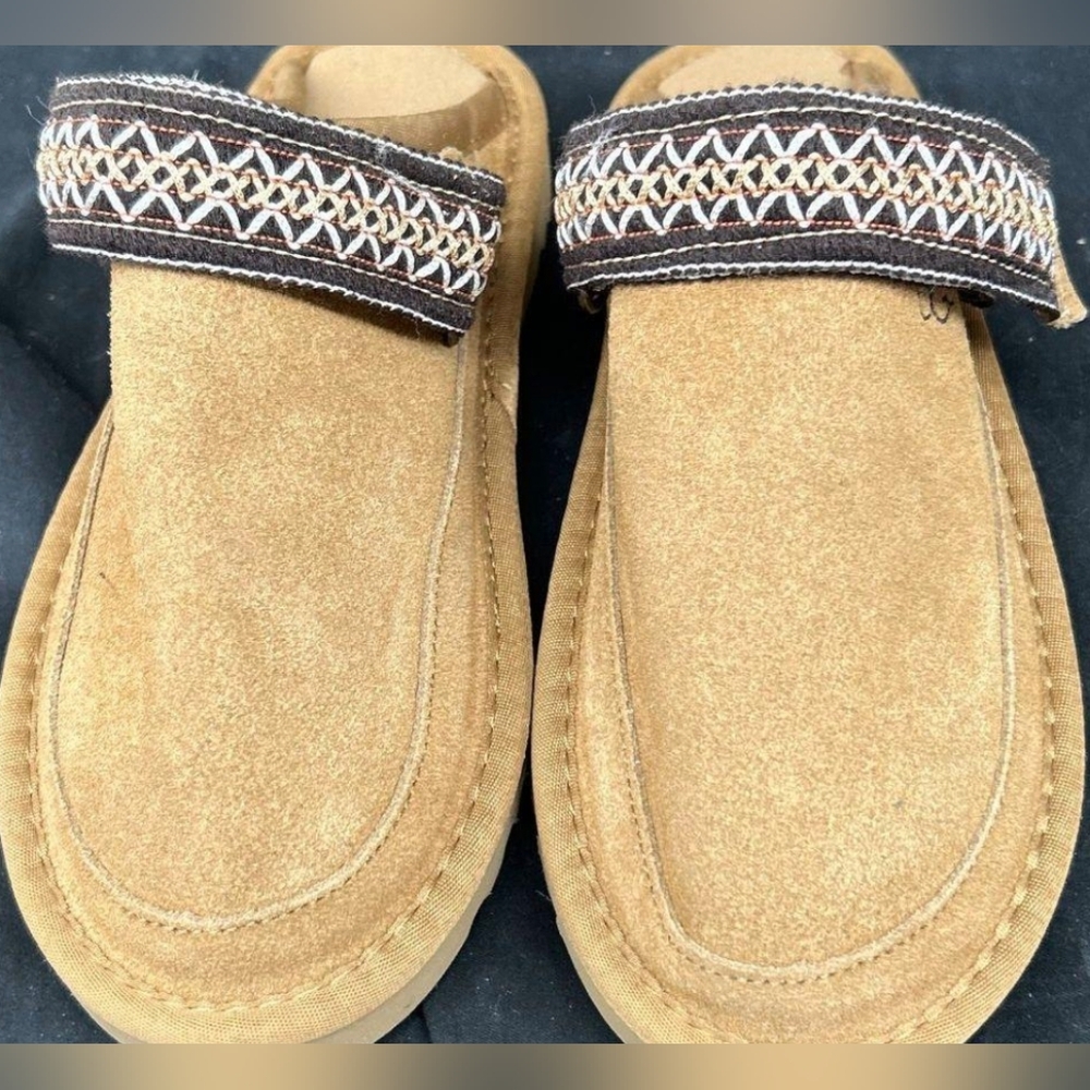 UGG Goldenstar UGGbraid Kids Tan Slip-On Slippers Big Kids' Size 4 NWOT - Picture 2 of 7